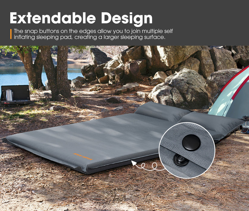 Self Inflating Mattress 10Cm Sleeping Mat Camping Hiking Air Bed Double