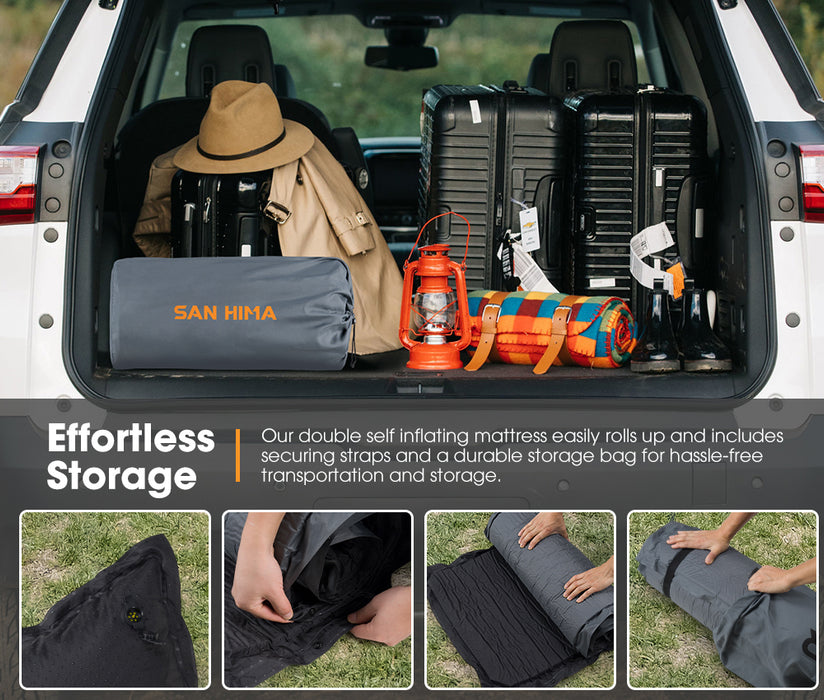 Self Inflating Mattress 10Cm Sleeping Mat Camping Hiking Air Bed Double