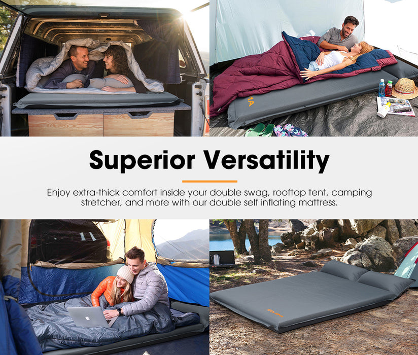 Self Inflating Mattress 10Cm Sleeping Mat Camping Hiking Air Bed Double