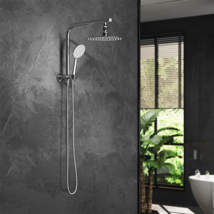 10" Rain Shower Head Set Round 3-Mode Handheld Shower Gooseneck Chrome