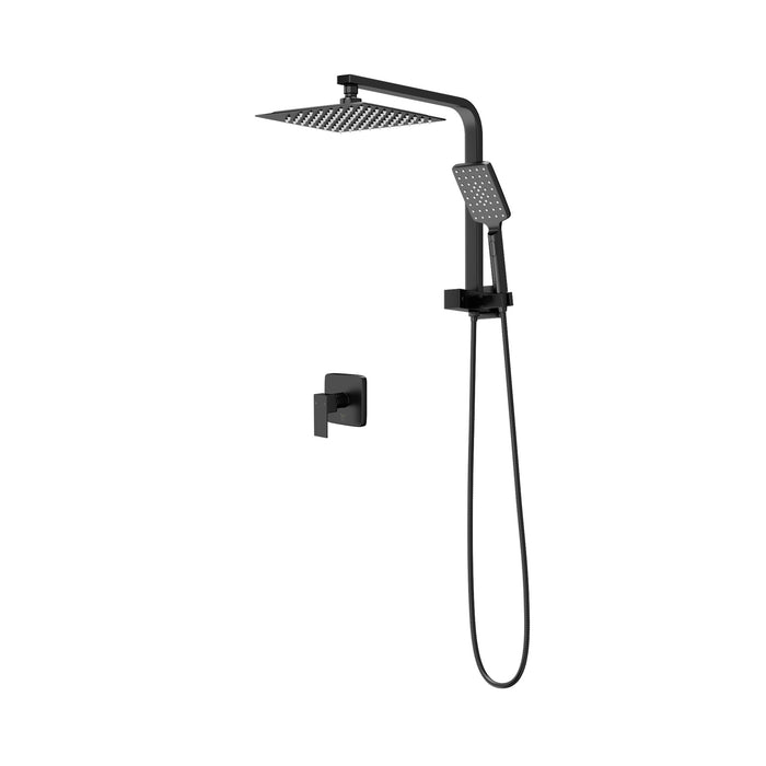 10" Rain Shower Head Set With Mixer Square 3-Mode Handheld Shower Black