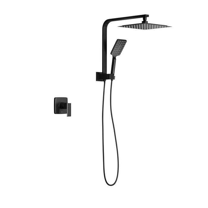 10" Rain Shower Head Set With Mixer Square 3-Mode Handheld Shower Black
