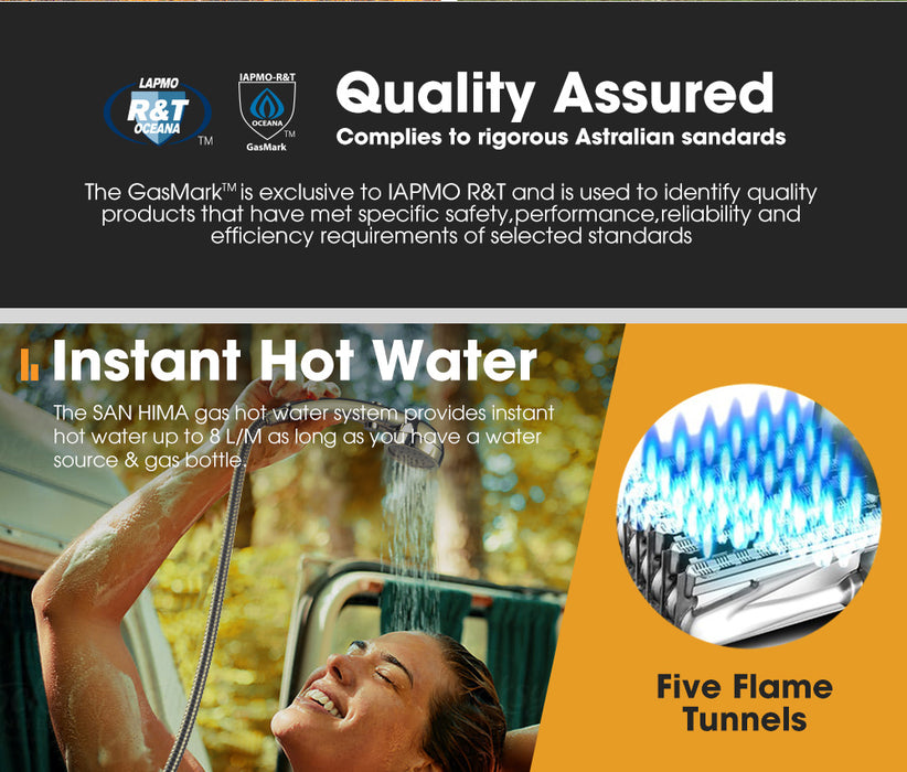 Portable Gas Hot Water Heater System 8L Caravan Outdoor Camping Shower