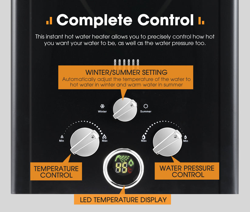 Portable Gas Hot Water Heater System 8L Caravan Outdoor Camping Shower