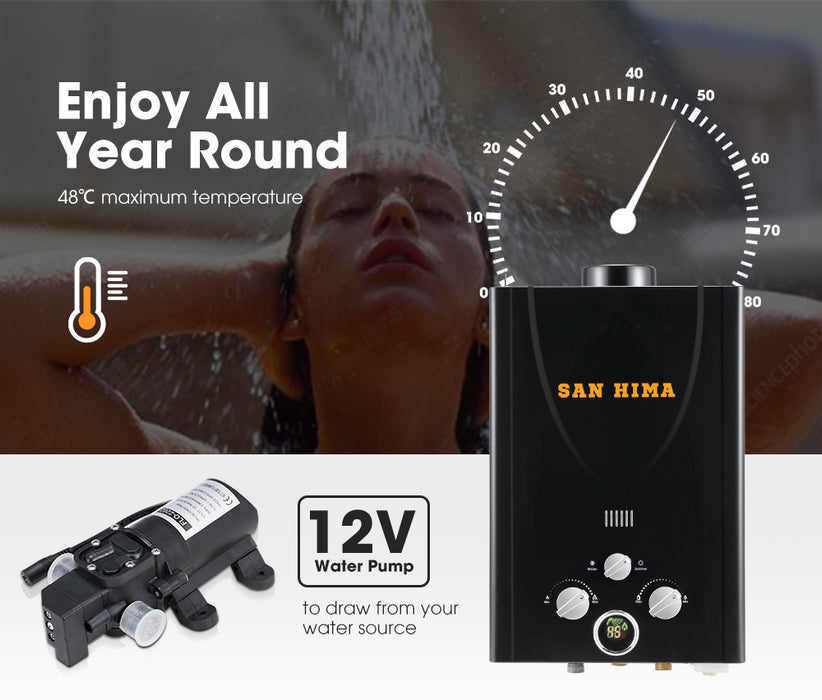 Portable Gas Hot Water Heater System 8L Caravan Outdoor Camping Shower