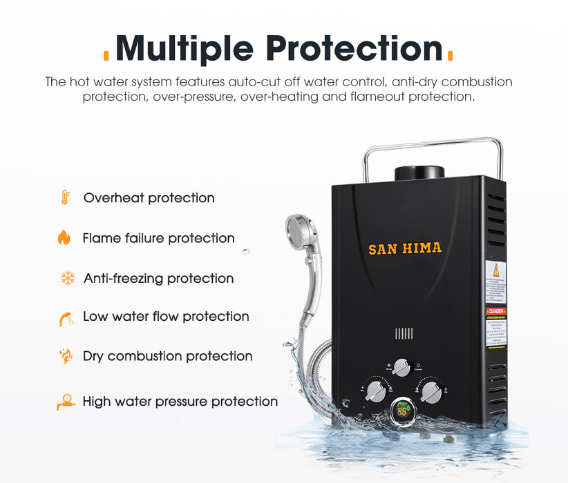 Portable Gas Hot Water Heater System 8L Caravan Outdoor Camping Shower