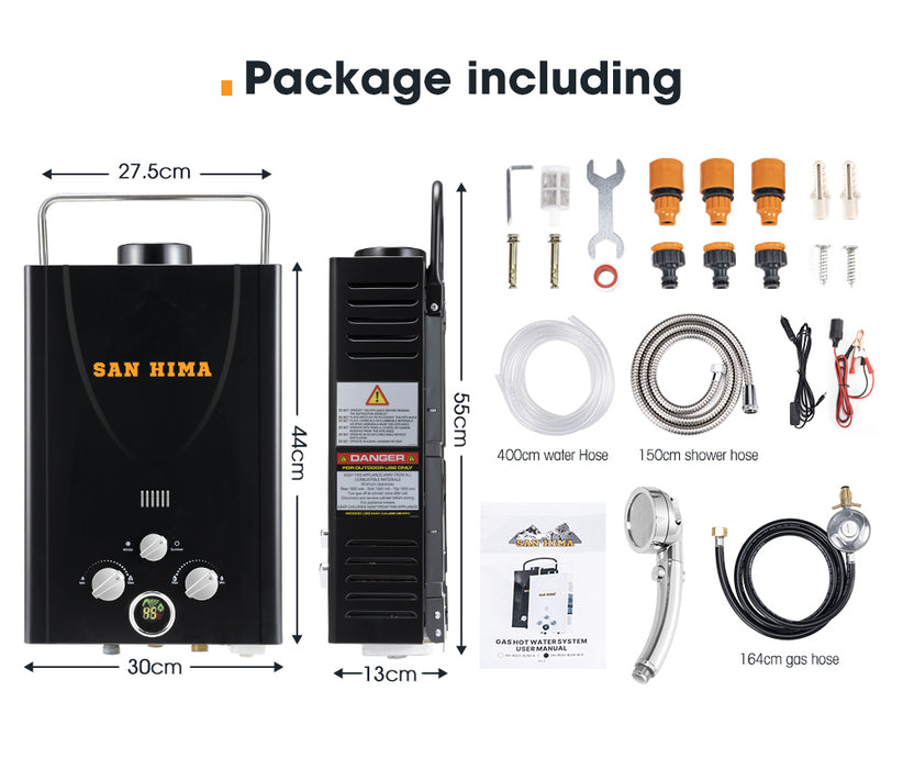 Portable Gas Hot Water Heater System 8L Caravan Outdoor Camping Shower