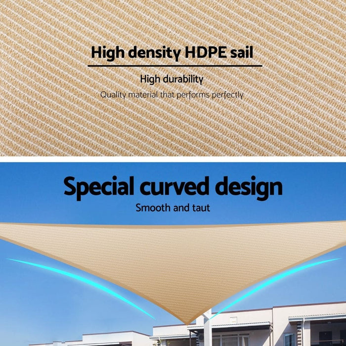 Shade Sail Cloth Shadecloth Triangle Sun Canopy 6.1x6.1x6.1m