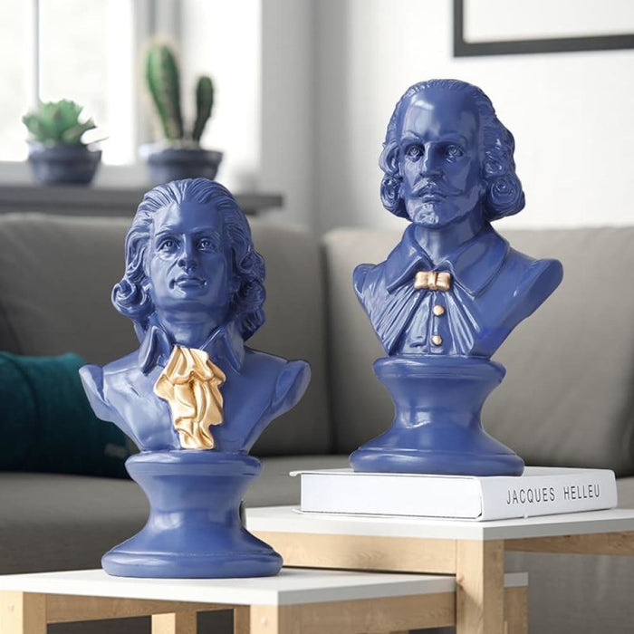 Shakespear & Mozart Head Portraits Bust Large Resin Statues