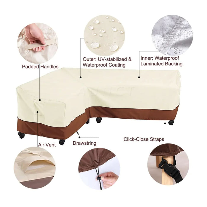 L Shape Corner Outdoor Sofa Cover Waterproof Rattan
