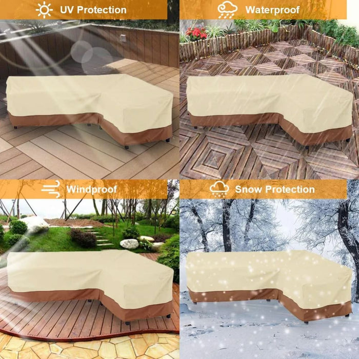 L Shape Corner Outdoor Sofa Cover Waterproof Rattan