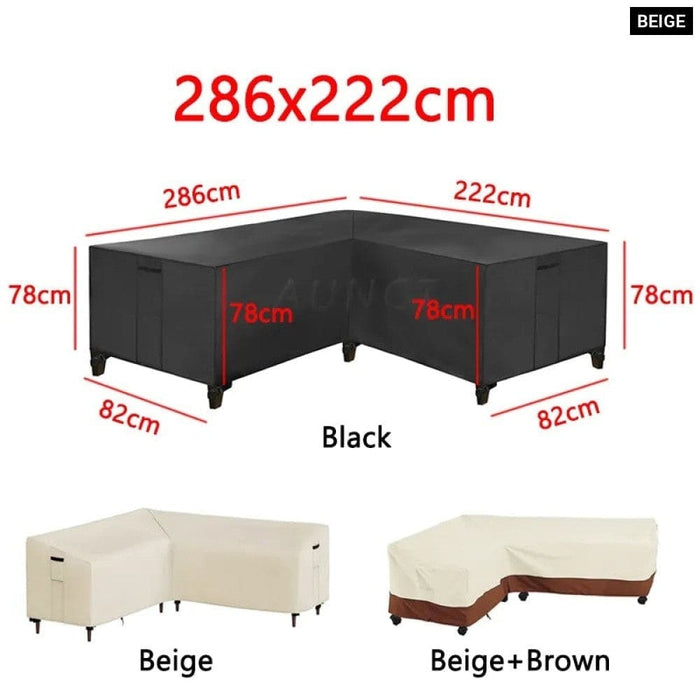L Shape Corner Outdoor Sofa Cover Waterproof Rattan