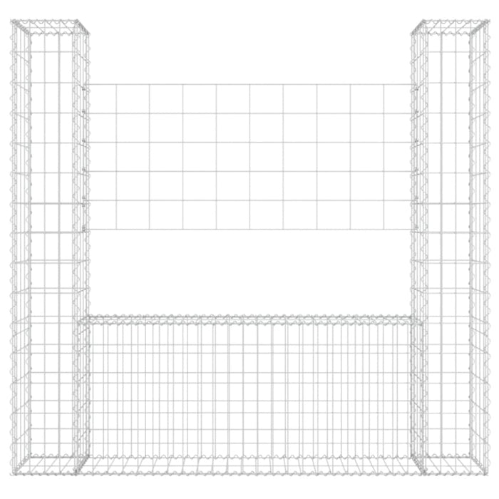 U-shape Gabion Basket with 2 Posts Iron 140x20x150 Cm Opoxnx