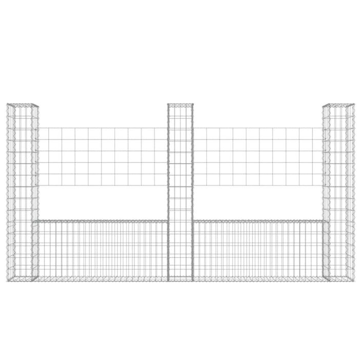 U-shape Gabion Basket with 3 Posts Iron 260x20x150 Cm Opoxnt