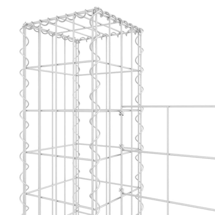 U-shape Gabion Basket with 4 Posts Iron 380x20x150 Cm Opoxna