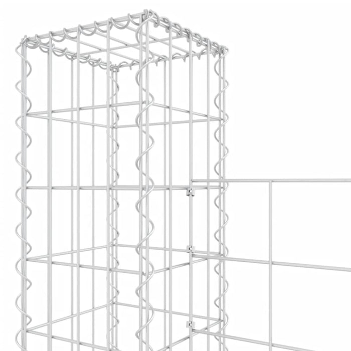 U-shape Gabion Basket with 5 Posts Iron 500x20x200 Cm Opoxkx