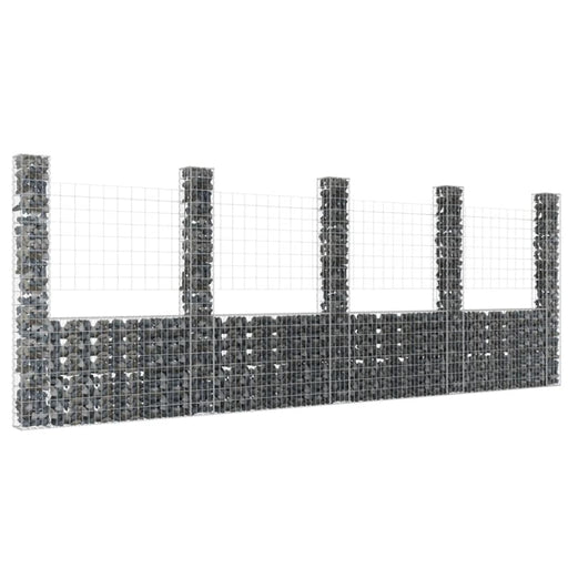U-shape Gabion Basket with 5 Posts Iron 500x20x200 Cm Opoxkx