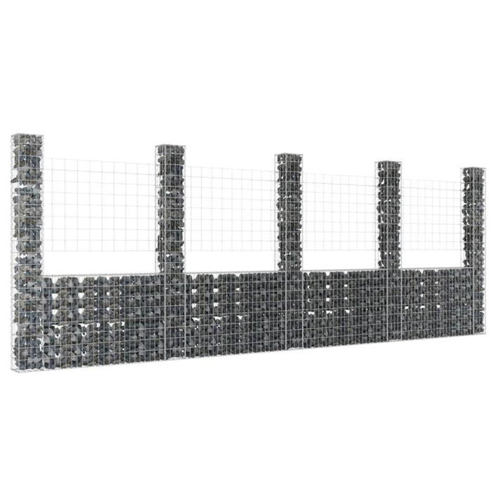 U-shape Gabion Basket with 5 Posts Iron 500x20x200 Cm Opoxkx