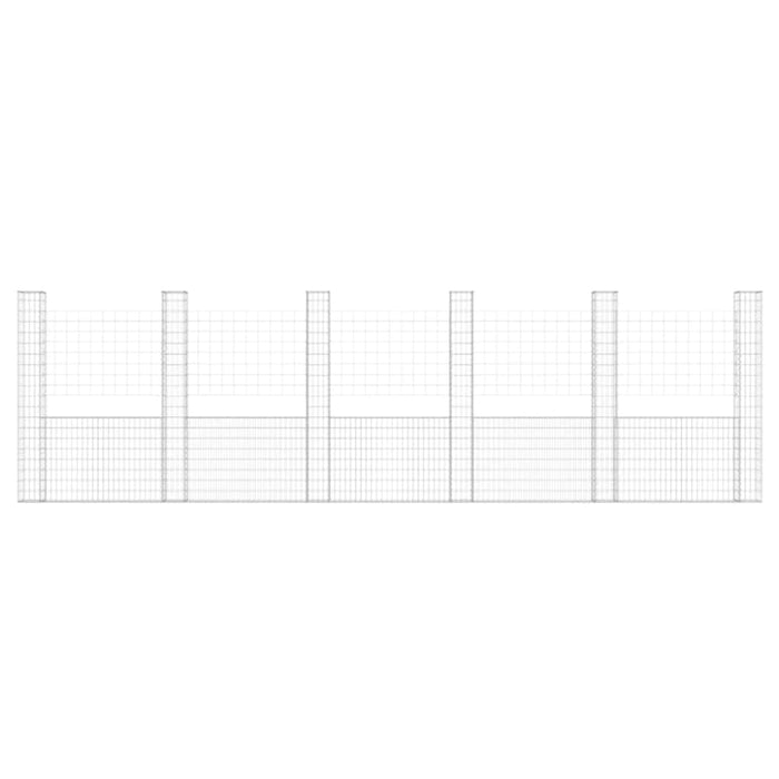 U-shape Gabion Basket with 6 Posts Iron 620x20x200 Cm Opoxkt