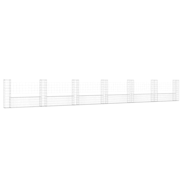 U-shape Gabion Basket with 7 Posts Iron 740x20x100 Cm Opoxnb