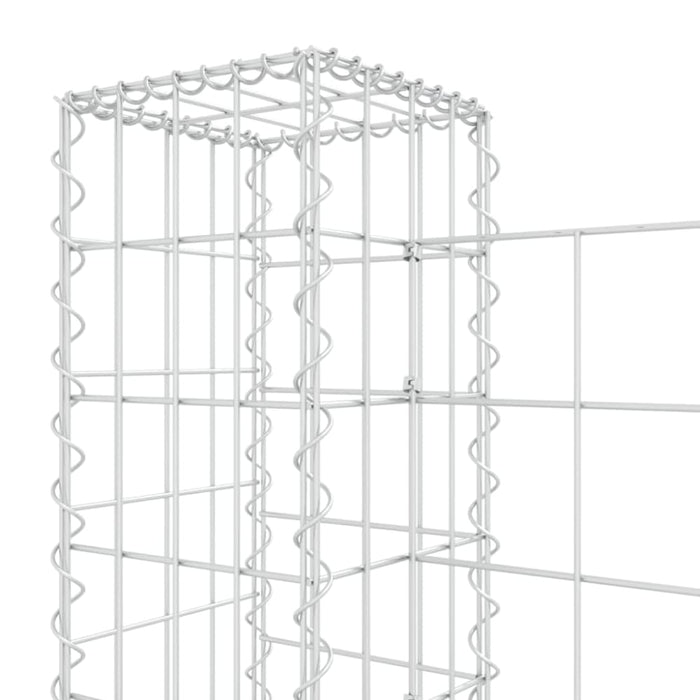 U-shape Gabion Basket with 7 Posts Iron 740x20x100 Cm Opoxnb