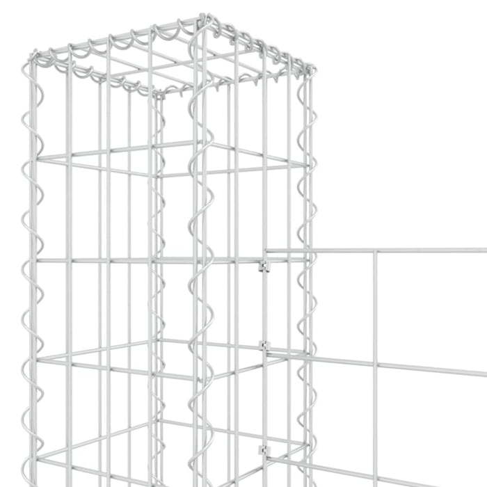 U-shape Gabion Basket with 7 Posts Iron 740x20x200 Cm Opoxka