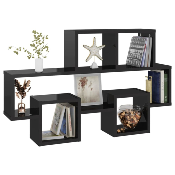 Car-shaped Wall Shelf Glossy Look Black 82x15x51 Cm