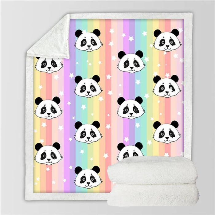 Sherpa Blanket Throw Blankets Black And White Cute Pandas