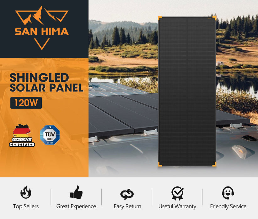 120W Solar Panel Kit Mono Shingled Fixed Power Caravan Camping