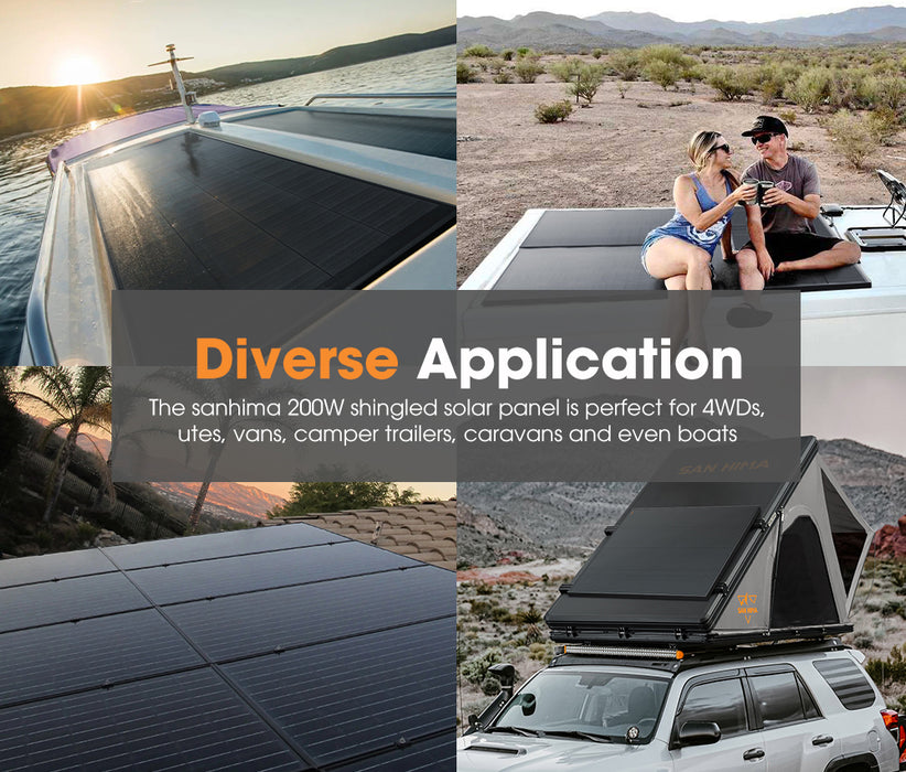 200W Solar Panel Kit Mono Shingled Fixed Power Caravan Camping