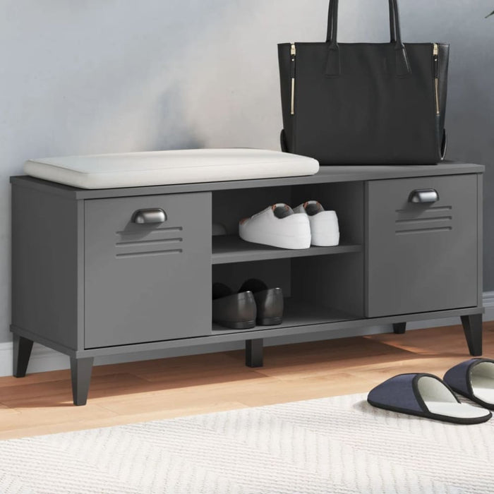 Shoe Bench Viken Anthracite Grey 106x35x45 Cm Solid Wood