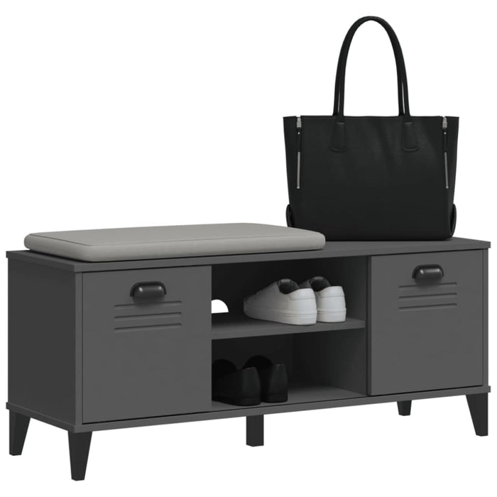 Shoe Bench Viken Anthracite Grey 106x35x45 Cm Solid Wood