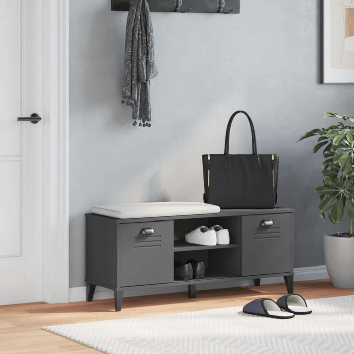 Shoe Bench Viken Anthracite Grey 106x35x45 Cm Solid Wood