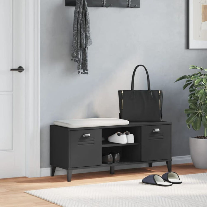 Shoe Bench Viken Black 106x35x45 Cm Solid Wood Pine Tiaktt