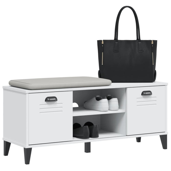 Shoe Bench Viken White 106x35x45 Cm Solid Wood Pine Tiaktx