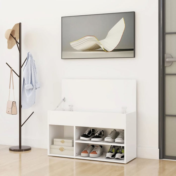 Shoe Bench White 80x30x45 Cm Engineered Wood Nbniai
