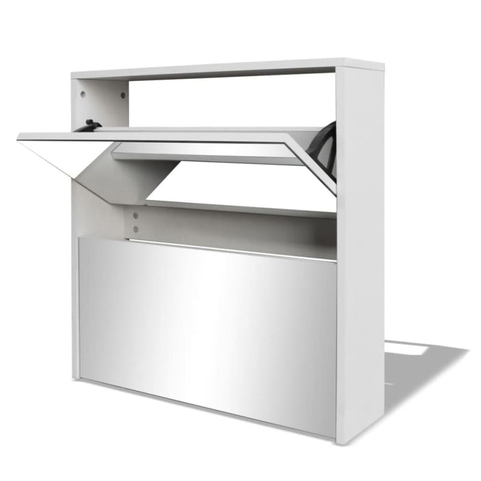 Shoe Cabinet 2-layer Mirror White 63x17x67 Cm Xatbal