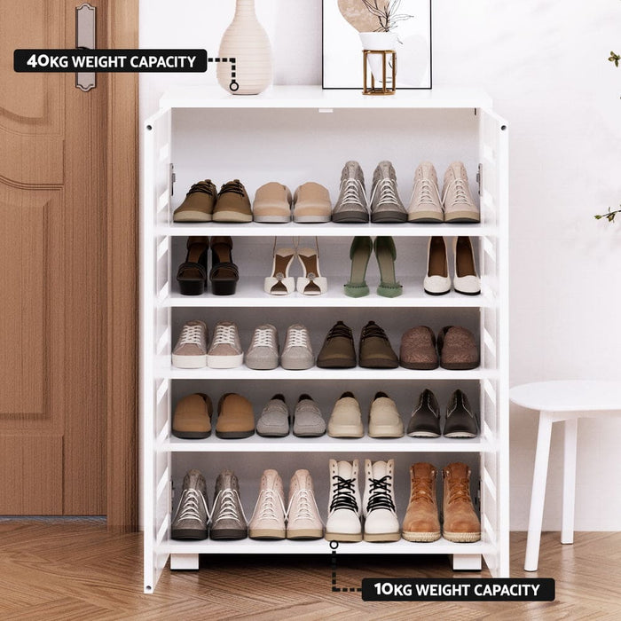 Shoe Cabinet 20 Pairs 5-tier White Alster