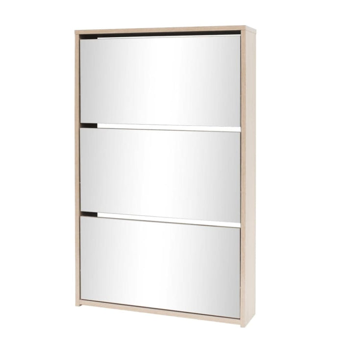 Shoe Cabinet 3-layer Mirror Oak 63x17x102.5 Cm Xatbai
