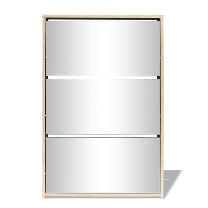 Shoe Cabinet 3-layer Mirror Oak 63x17x102.5 Cm Xatbai
