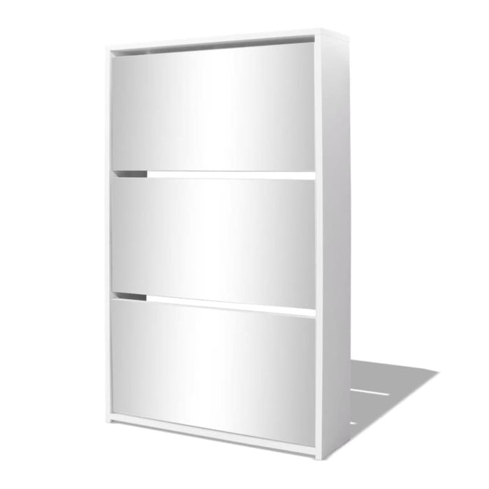 Shoe Cabinet 3-layer Mirror White 63x17x102.5 Cm Xatban