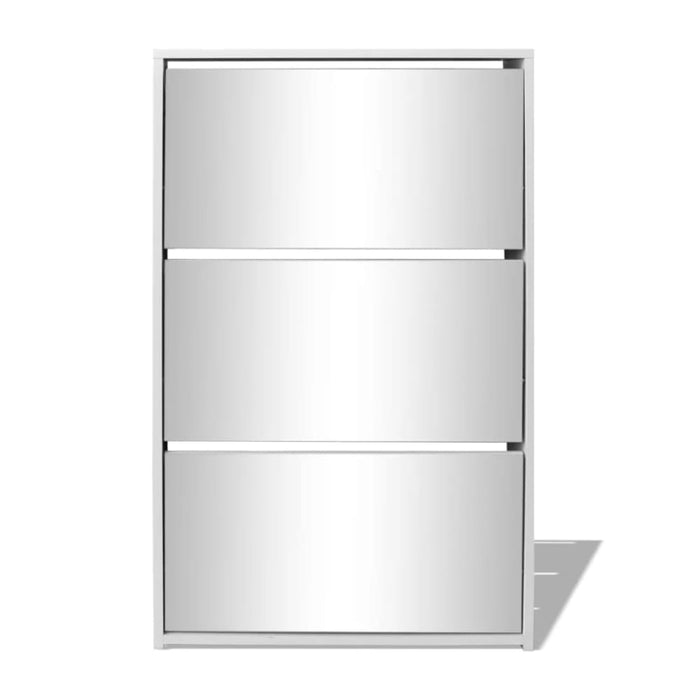 Shoe Cabinet 3-layer Mirror White 63x17x102.5 Cm Xatban