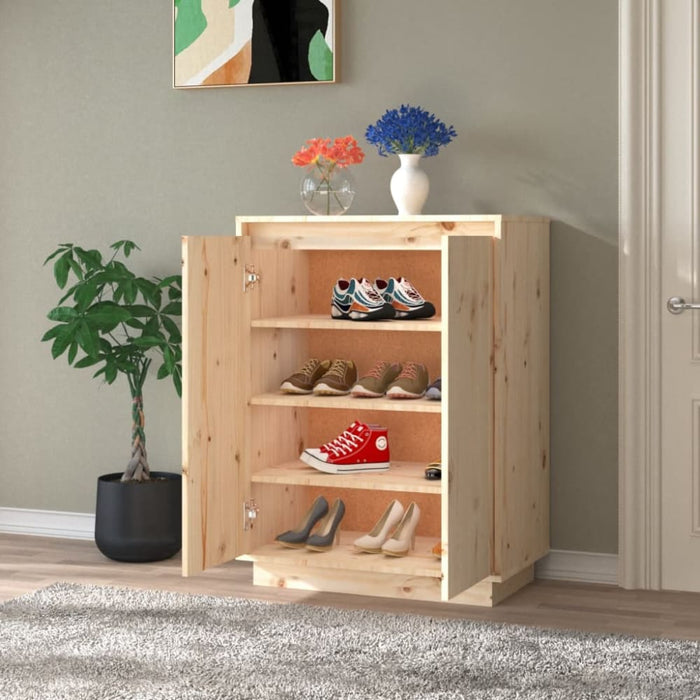 Shoe Cabinet 60x35x80 Cm Solid Wood Pine Notptb