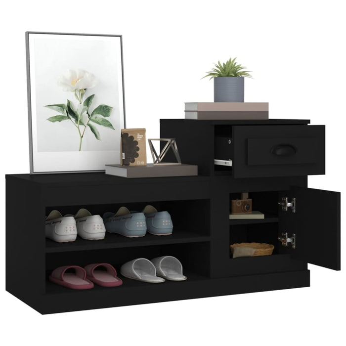 Shoe Cabinet Black 100x42x60 Cm Engineered Wood Nolaoi