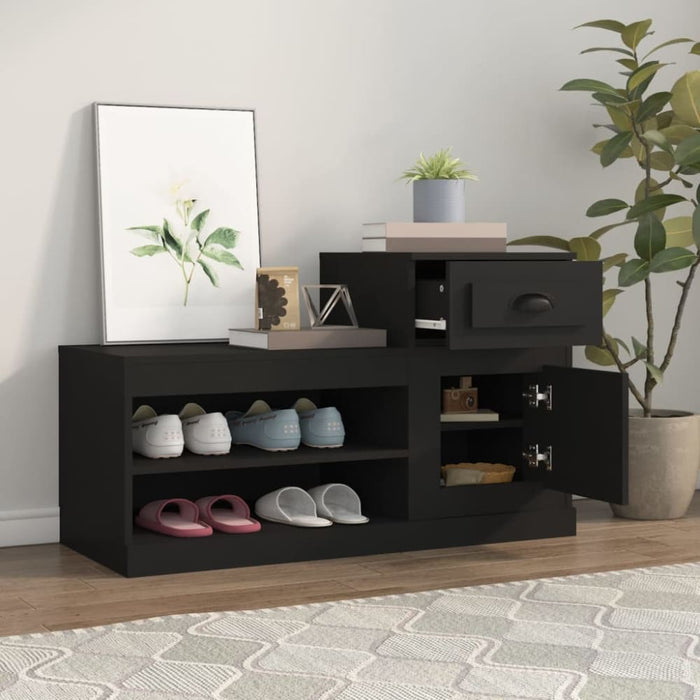 Shoe Cabinet Black 100x42x60 Cm Engineered Wood Nolaoi