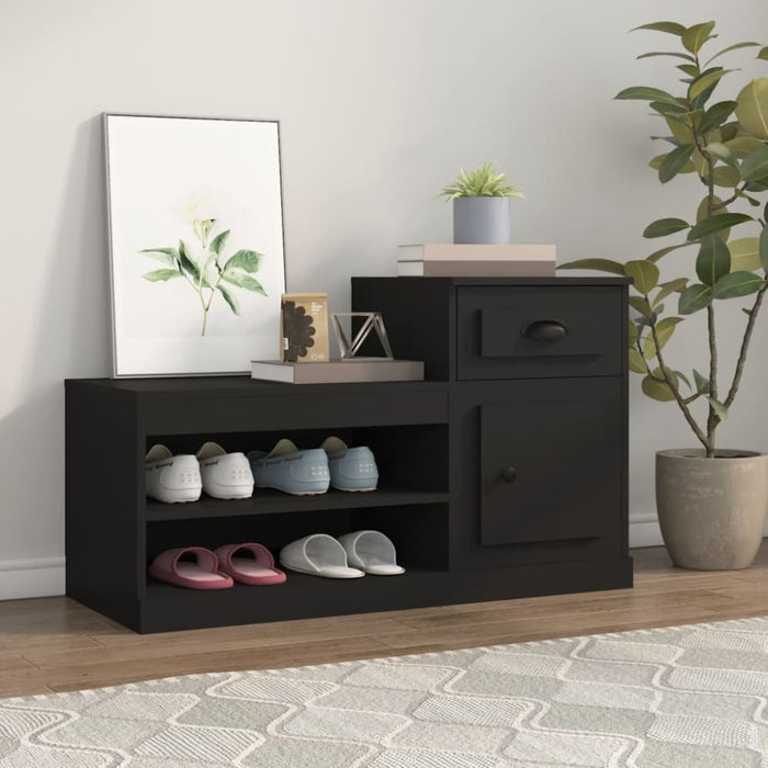 Shoe Cabinet Black 100x42x60 Cm Engineered Wood Nolaoi