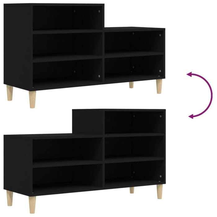 Shoe Cabinet Black 102x36x60 Cm Engineered Wood Nokixp