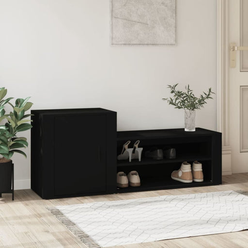 Shoe Cabinet Black 130x35x54 Cm Engineered Wood Noliap