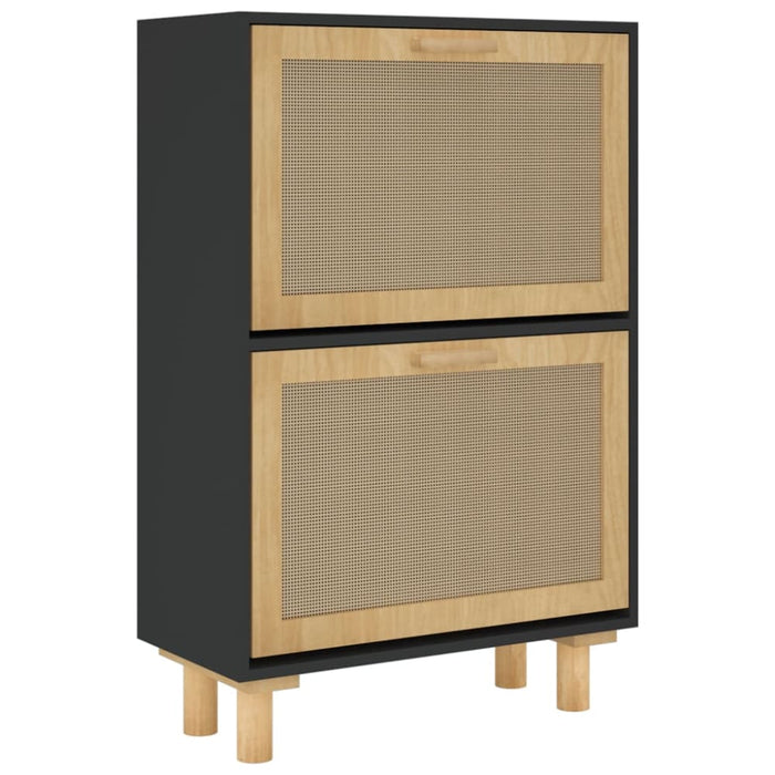 Shoe Cabinet Black 52x25x80 Cm Engineered Wood and Natural