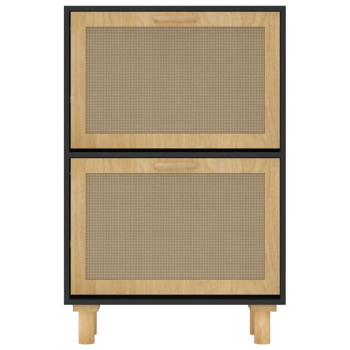 Shoe Cabinet Black 52x25x80 Cm Engineered Wood and Natural